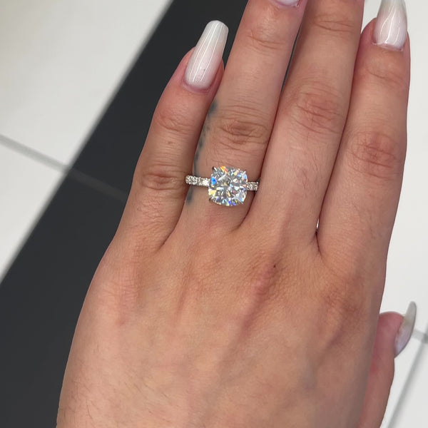 GIA 3 Carat Diamond Trilogy Engagement Ring in 18K White Gold