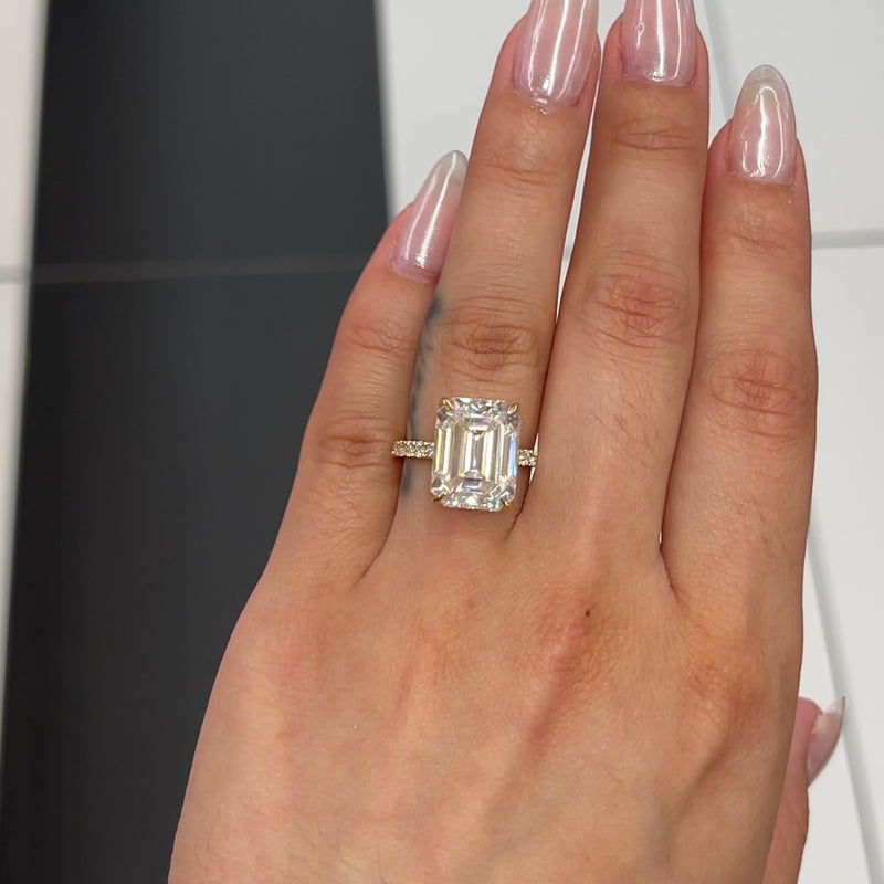 The Classic 18ct Yellow Gold and Platinum Emerald Cut Diamond Solitair